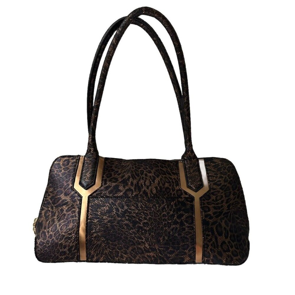 Hobo The Original Brown Leopard Cheetah Print Leather Purse Handbag Bag